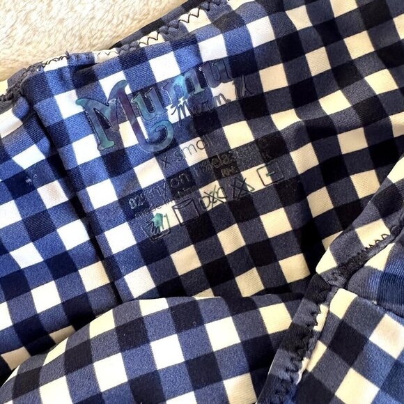 NWT Show Me Your Mumu Mermaid Blue White Checkered Swim Bottom - Size: XS - Picture 2 of 3